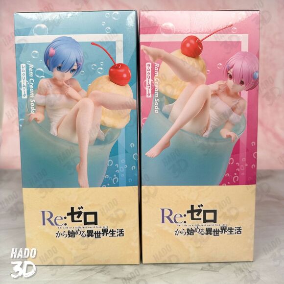 Re:ZERO Ram Rem Cream Soda Figure Set Elcoco Starting Life in Another World New - Picture 5 of 7